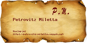 Petrovitz Miletta névjegykártya